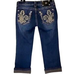 MISS ME Medium Wash Blingy Capri Jeans JP5455P, Size 27, New W/o Tag